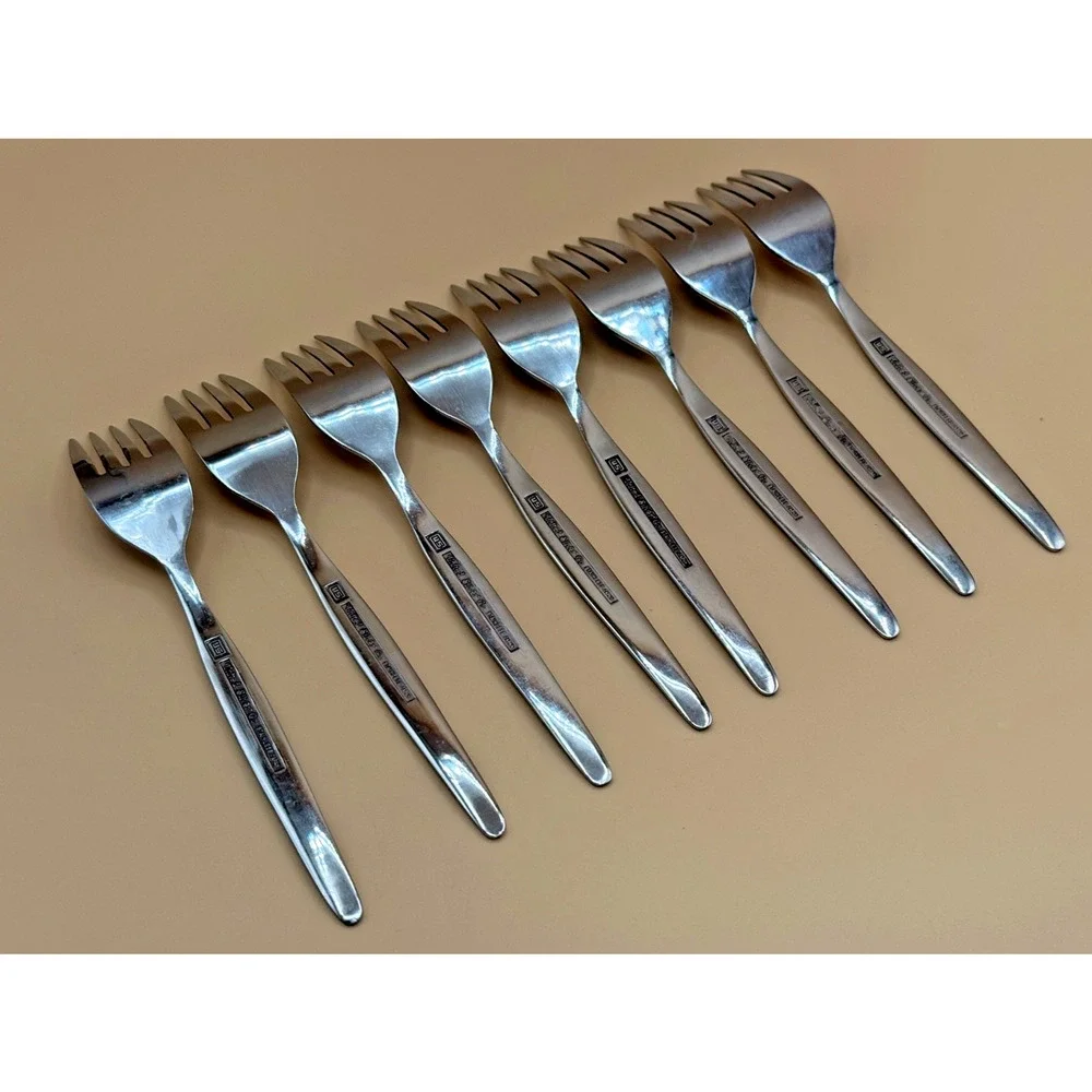 🌼 Set of 8 United Silver Co USI5 Floral Daisy Stainless Steel Salad Forks Japan